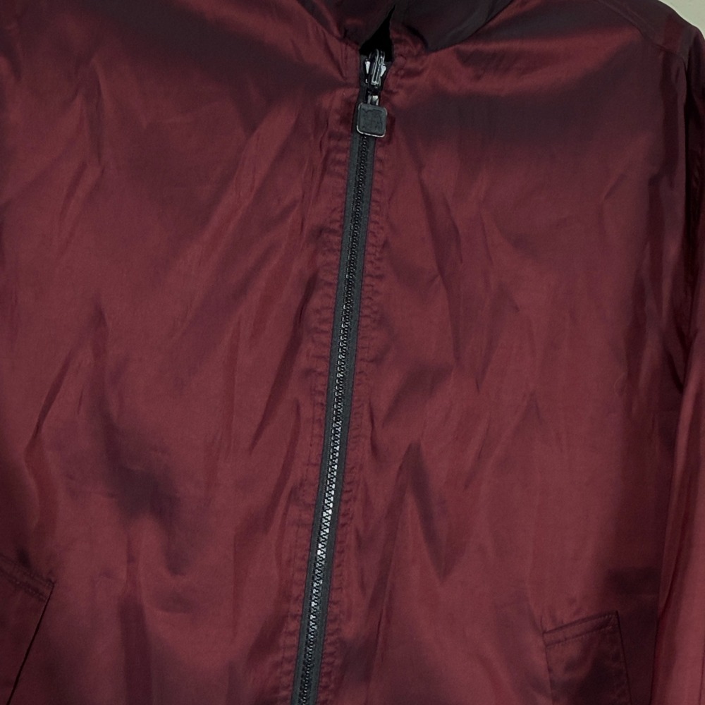 Womens Reversible Bomber‎ Jacket Burgundy Satin Black Zip Casual Lightweight